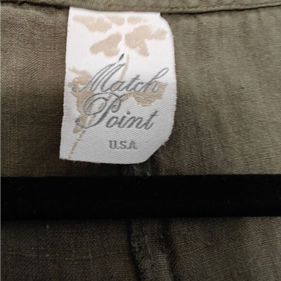 Match Point USA Linen Olive Green Sleeveless Cowl Neck A-Line Tunic - Picture 6 of 6